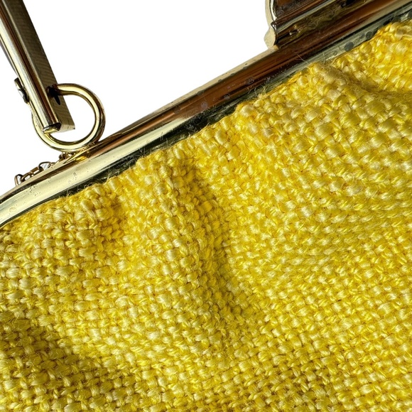 JR vintage 70s handbag • yellow burlap - Picture 4 of 6